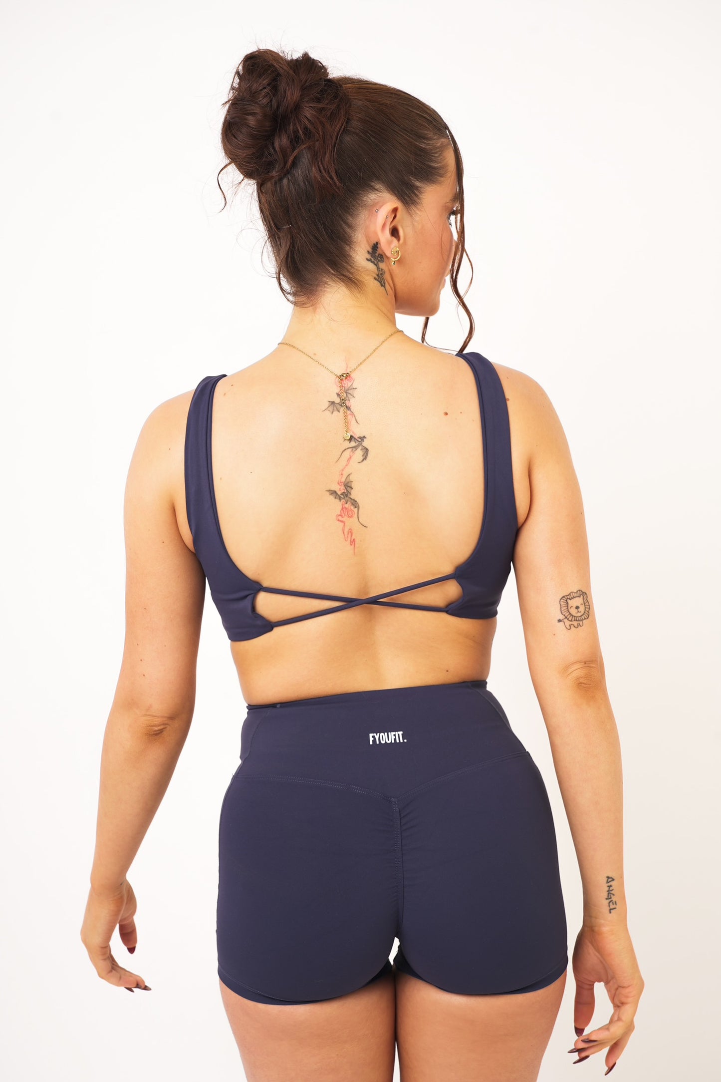 Navy Cross Back Sports Bra - Aly