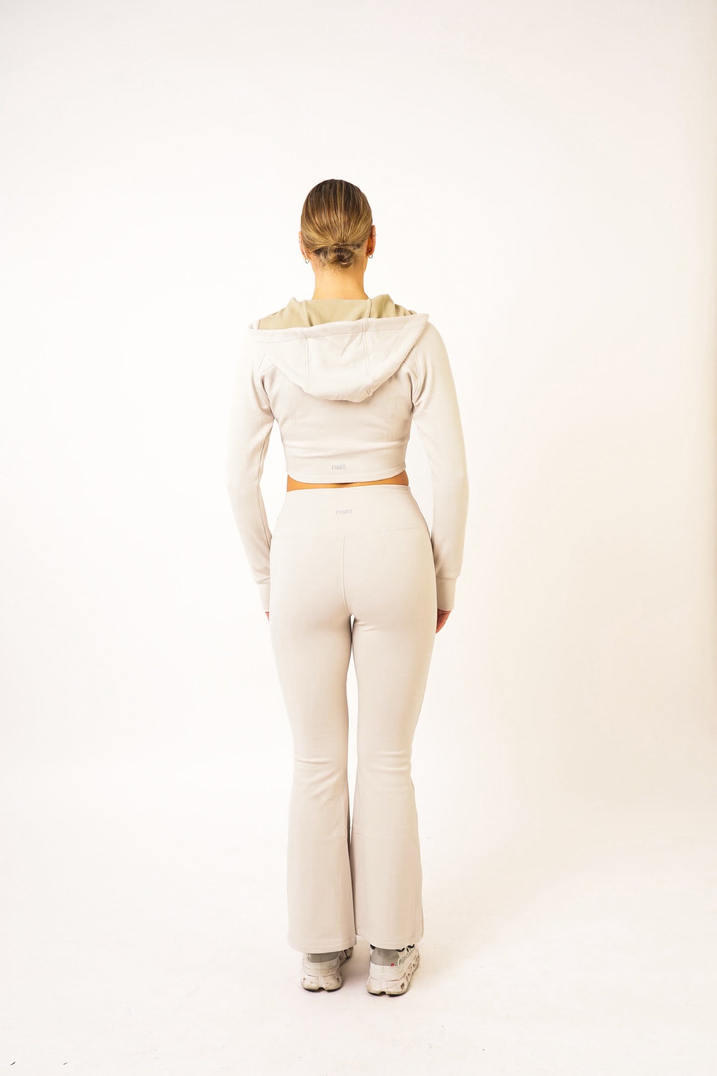 Cream Fleece Flare Leggings - Lucy