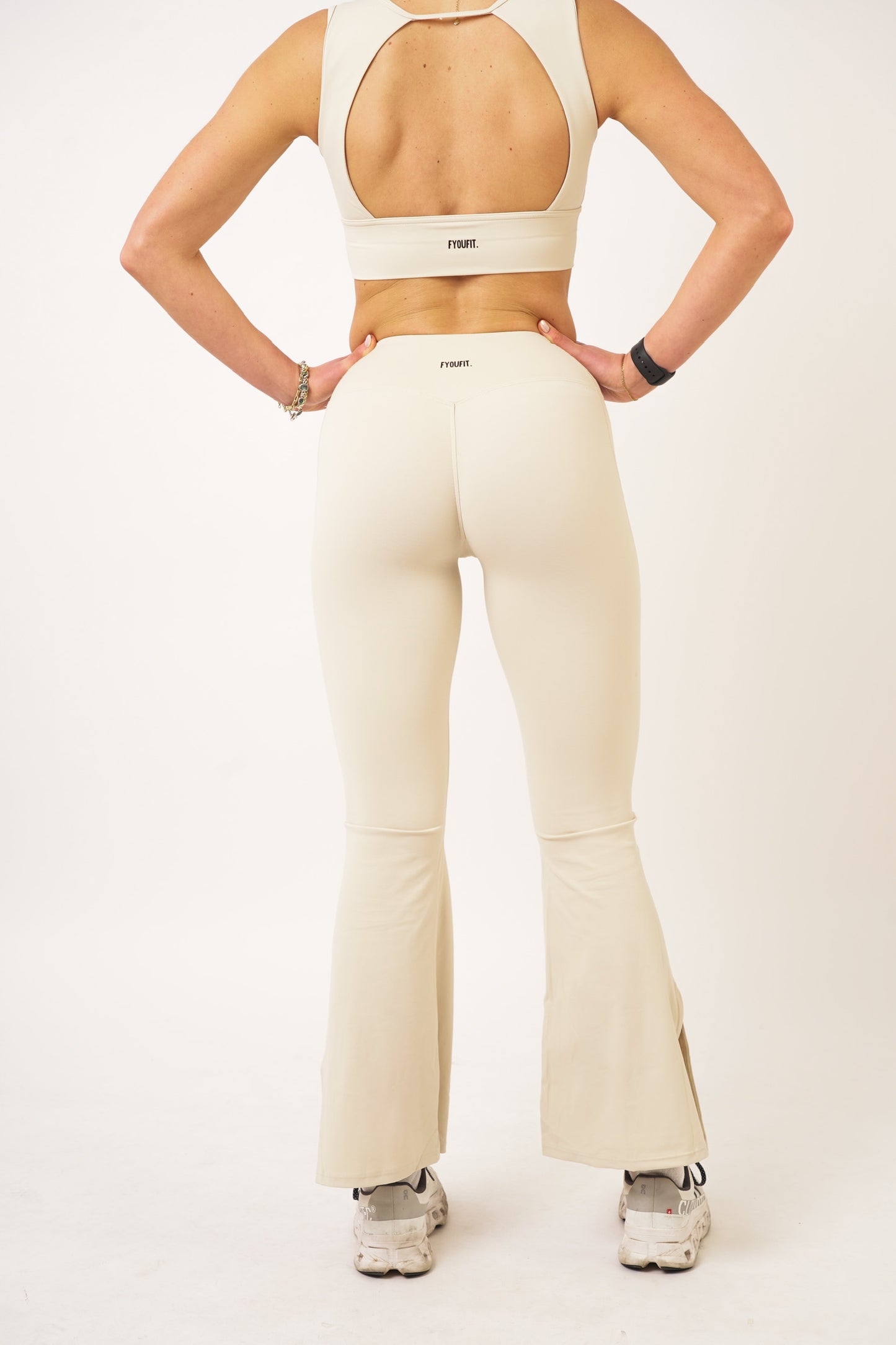 Cream Flare Pants - Jade