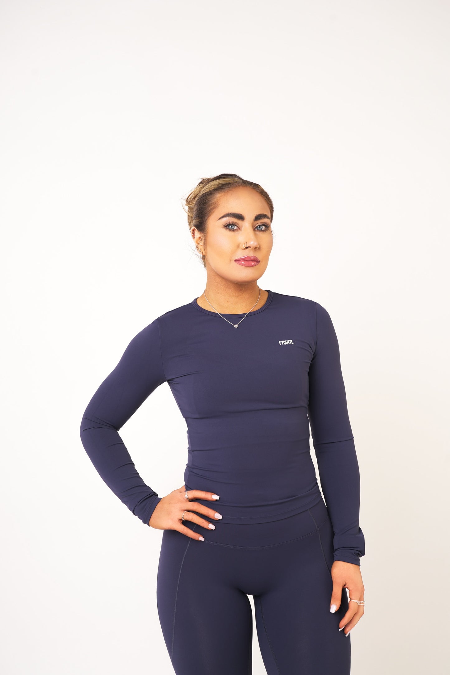 Navy Long Sleeve Skin Top - Gabby
