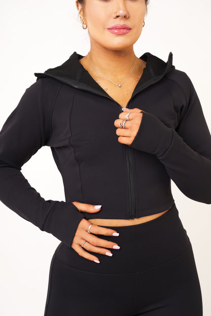Black Fleece Zip Up Jacket - Lucy