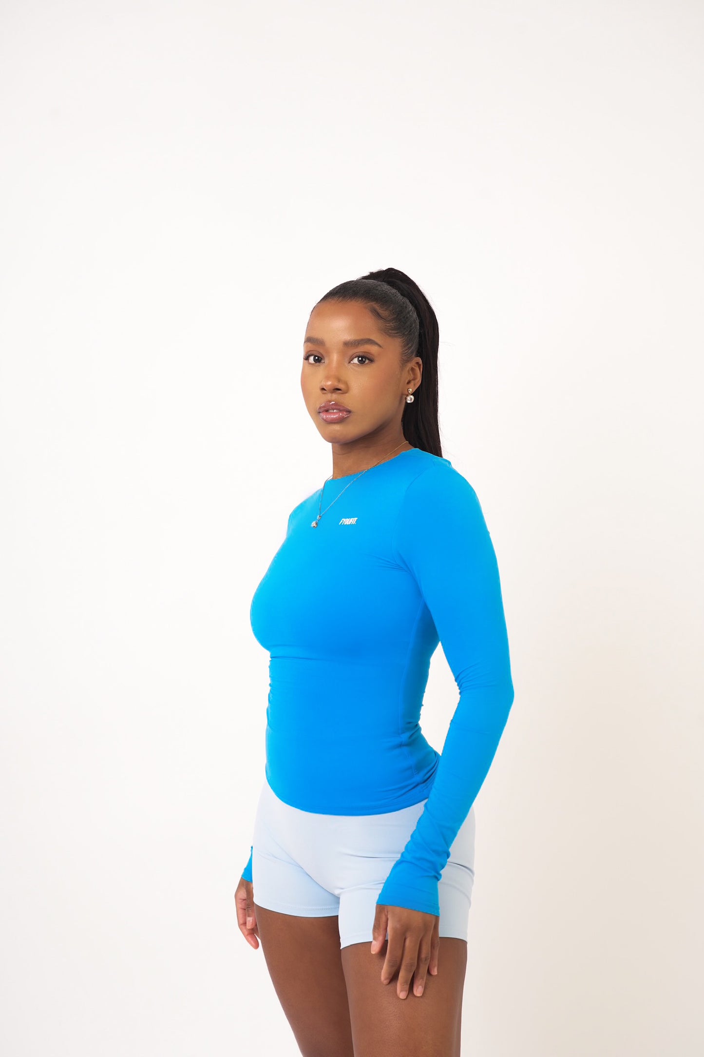 Electric Blue Long Sleeve Skin Top - Gabby