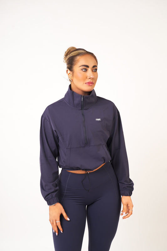 Navy Zip Neck Tracksuit Top - Joanna