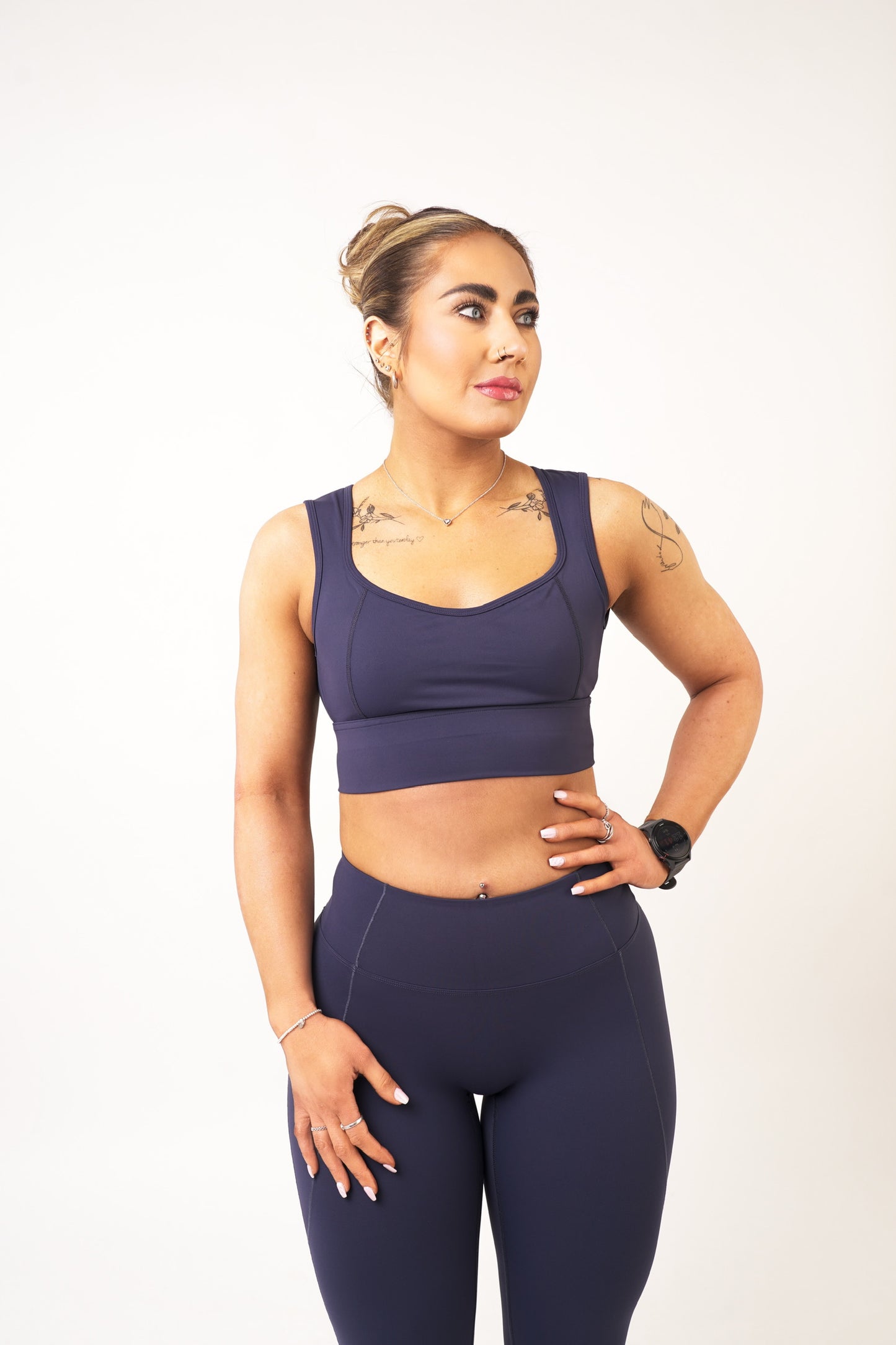 Navy Open Back Cropped Top - Jade