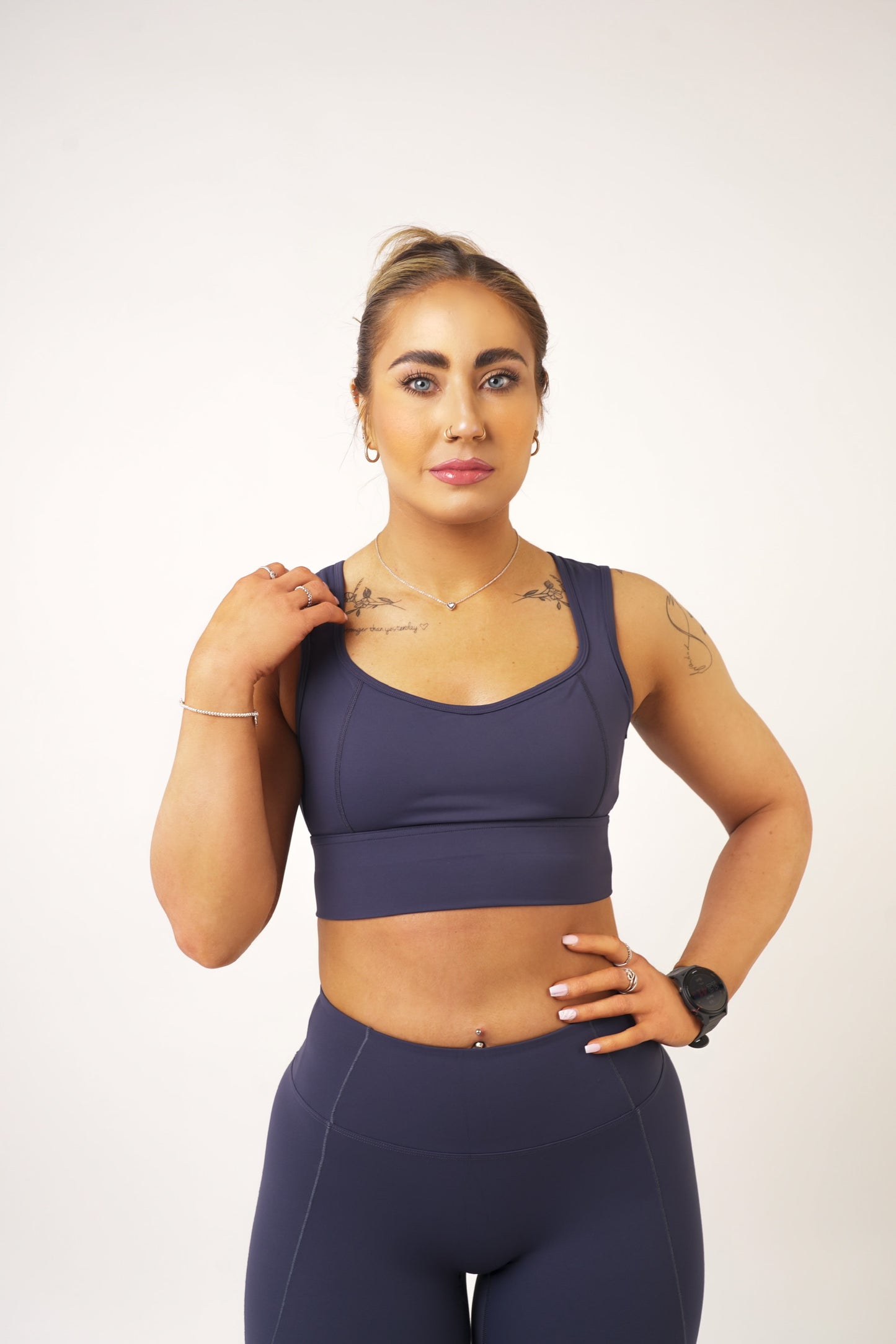 Navy Open Back Cropped Top - Jade