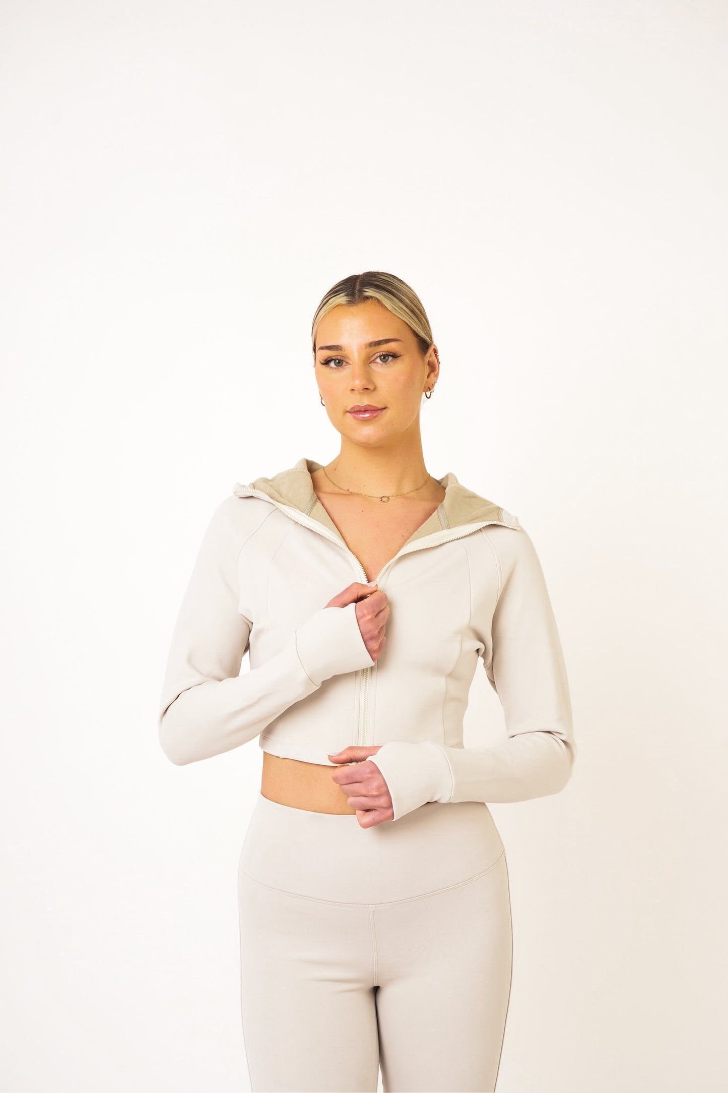 Cream Fleece Zip Up Jacket - Lucy