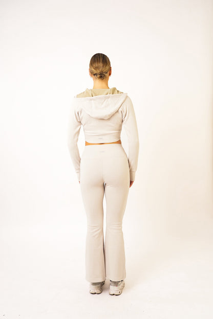 Cream Fleece Flare Leggings - Lucy
