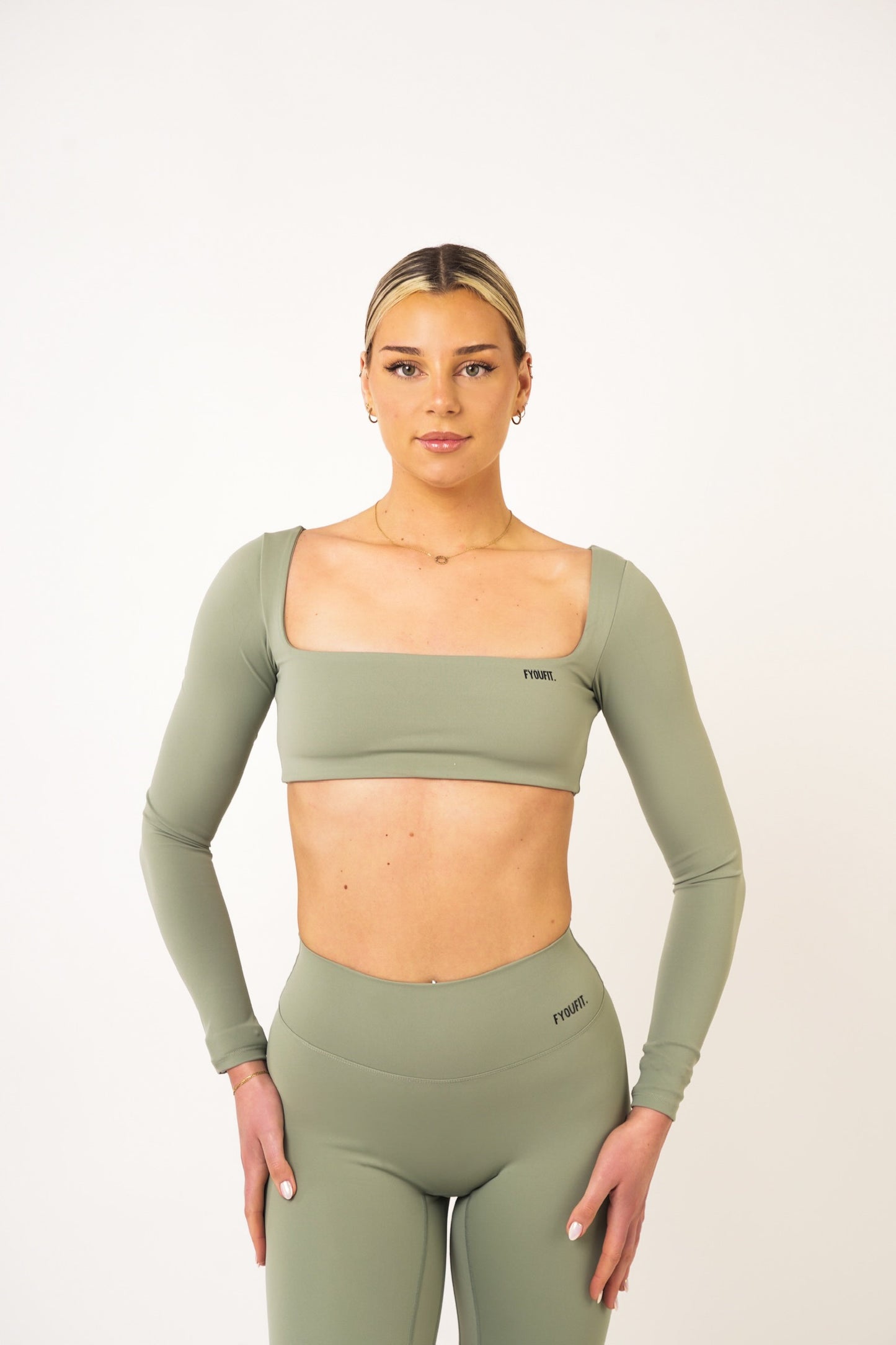 Olive Long Sleeve Cropped Top - Simone