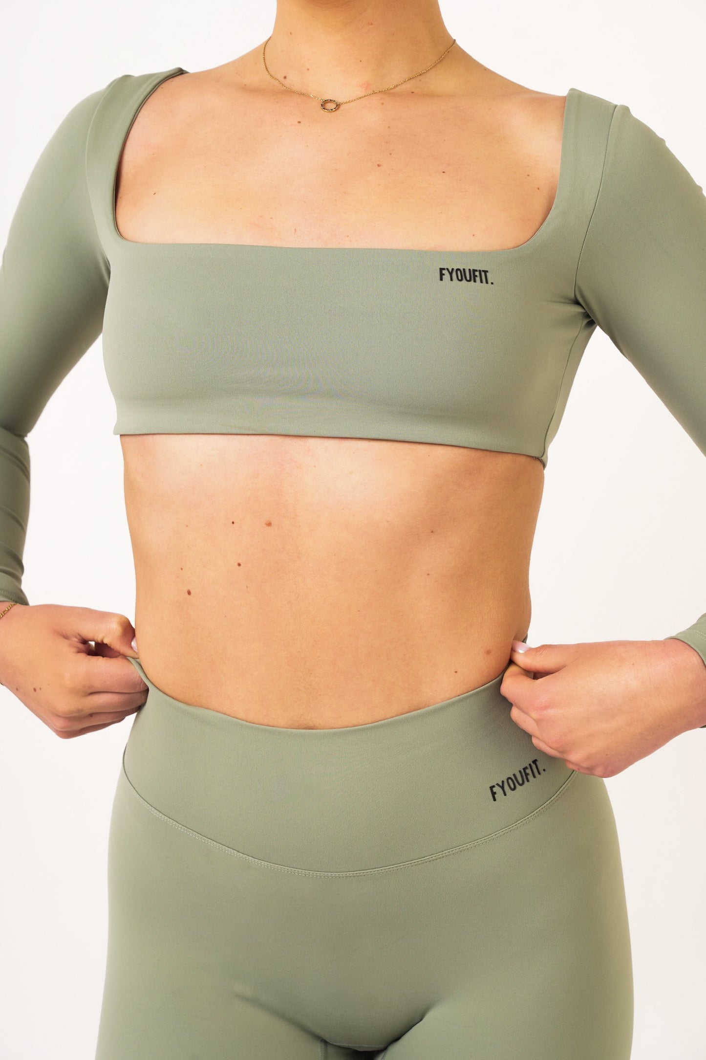 Olive Long Sleeve Cropped Top - Simone