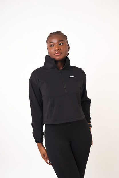 Black Zip Neck Tracksuit Top- Joanna