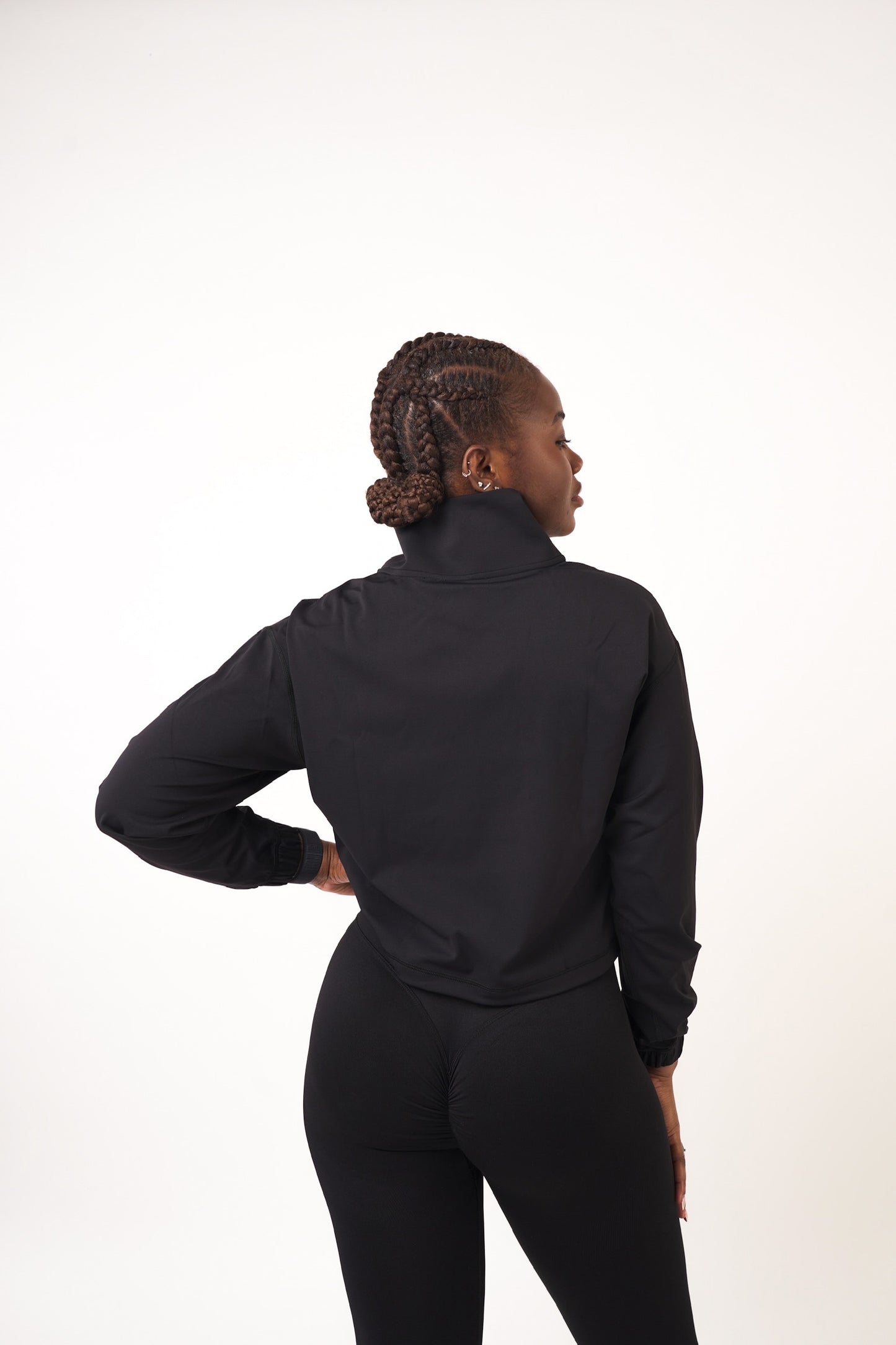 Black Zip Neck Tracksuit Top- Joanna