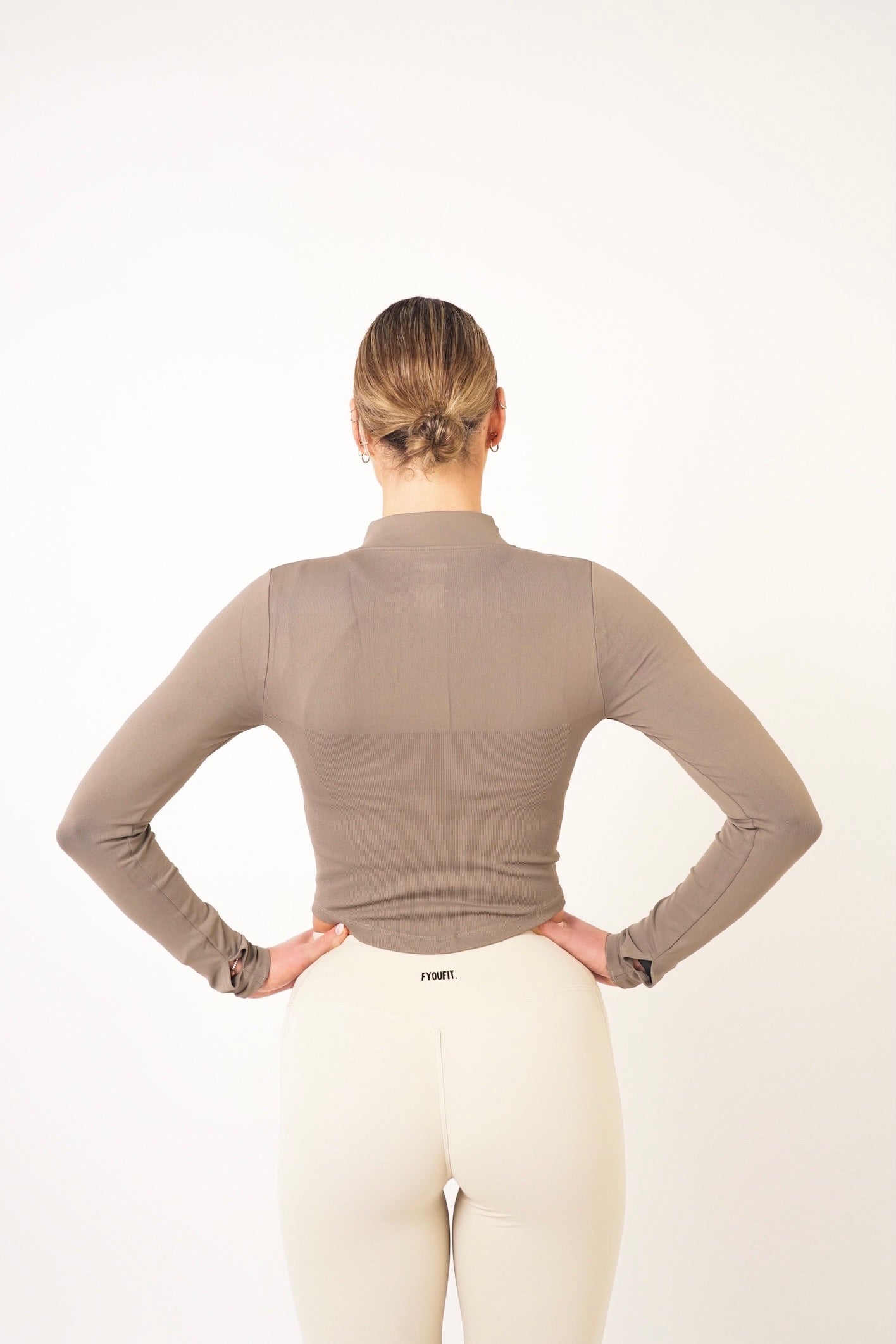 Khaki Ribbed Zip Up Jacket - Natasha