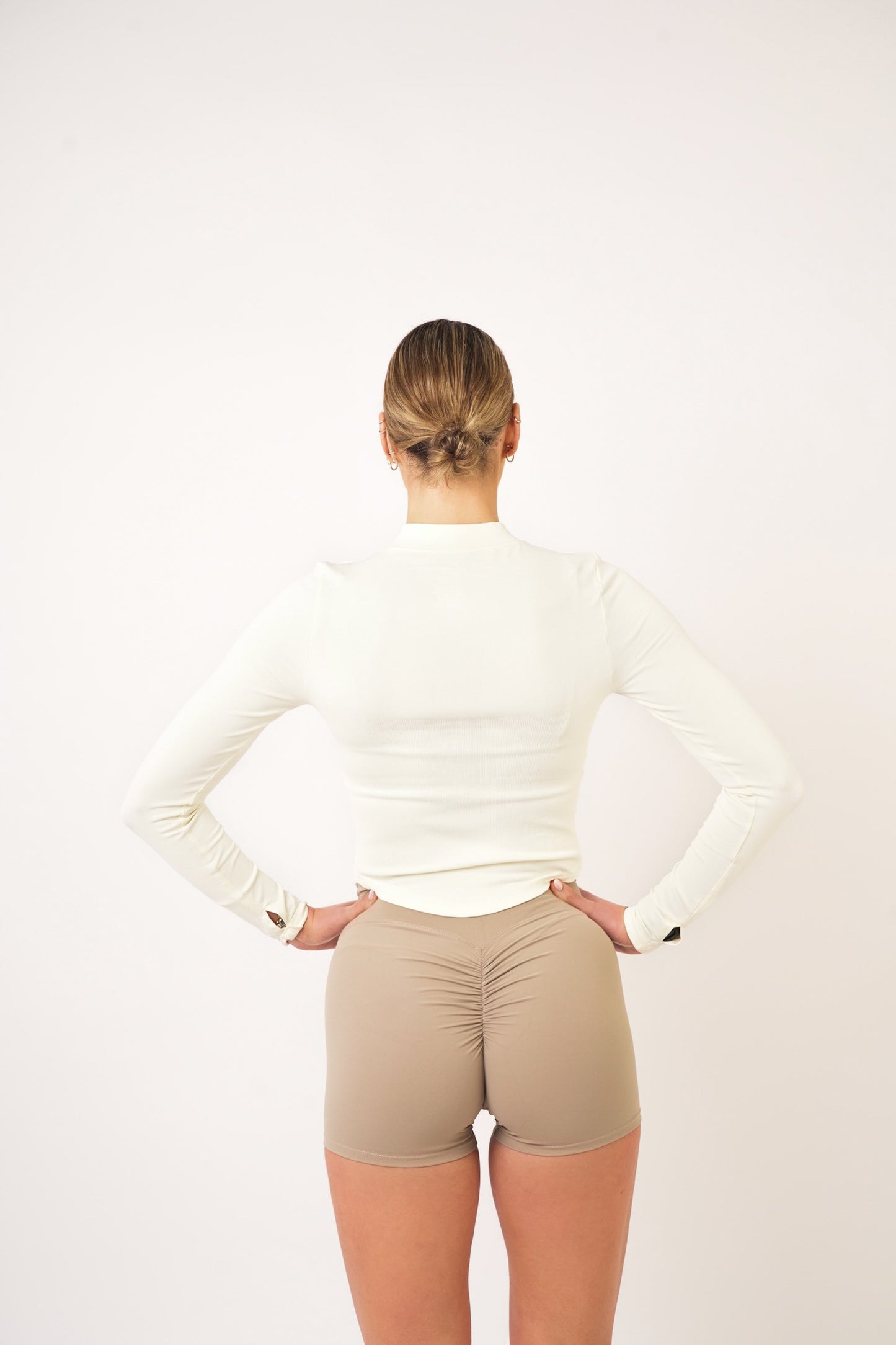Cream Ribbed Zip Up Jacket - Natasha