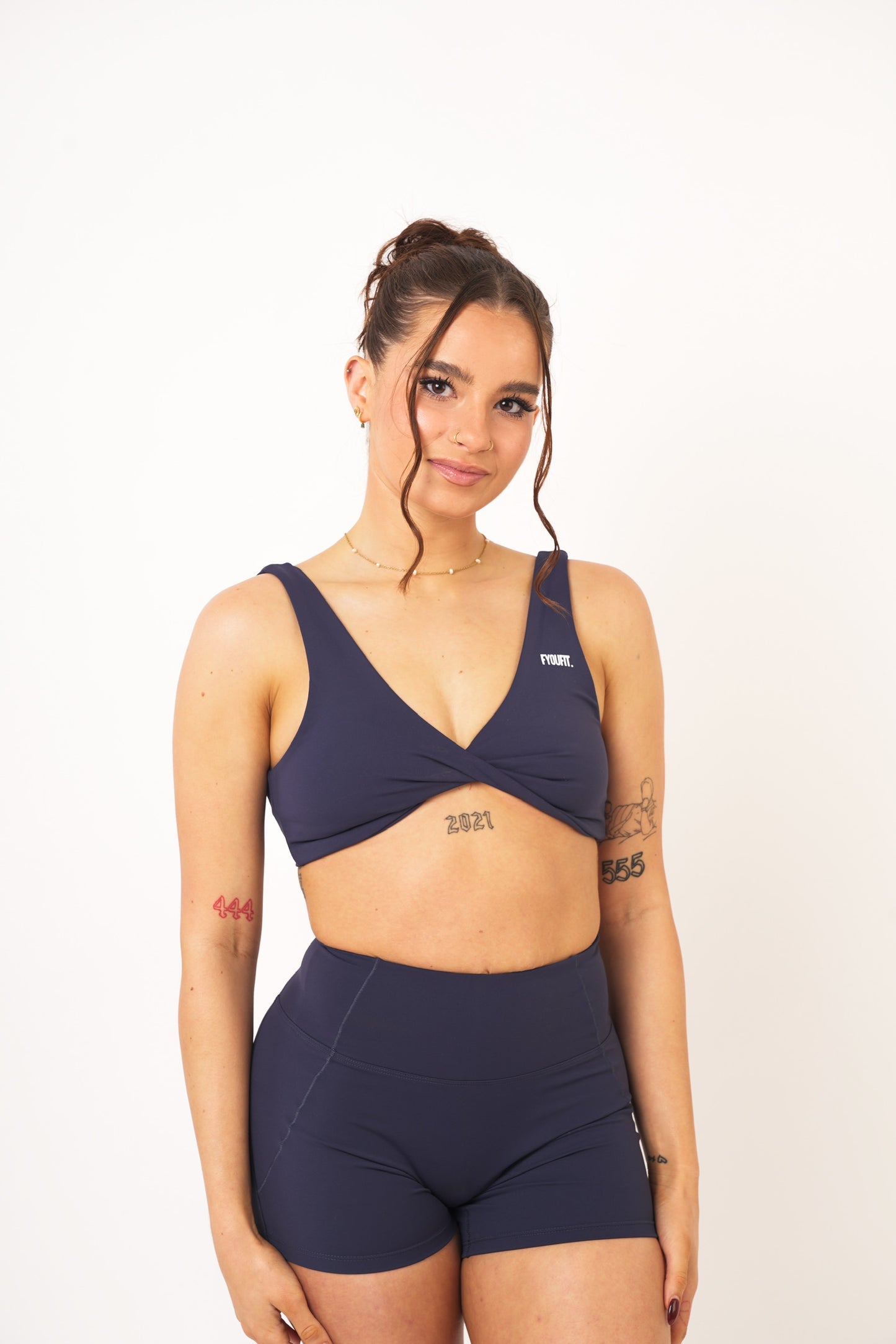 Navy Cross Back Sports Bra - Aly