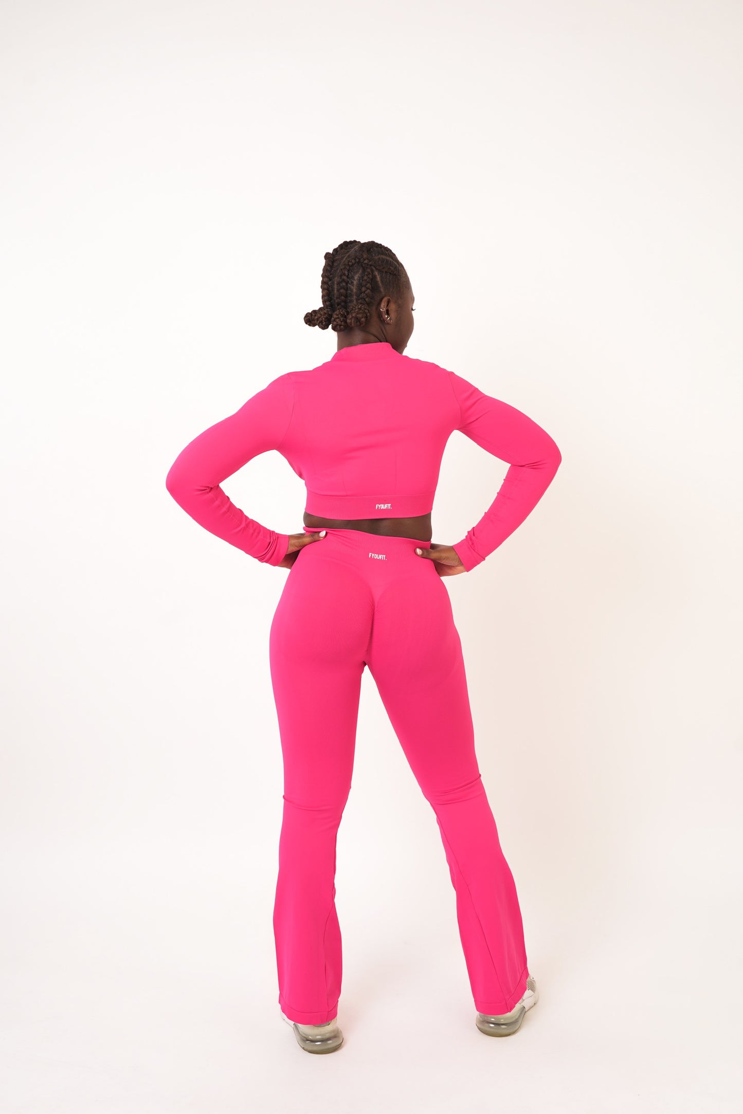 Bright Pink Ribbed Cropped Zip Up Jacket - Ada